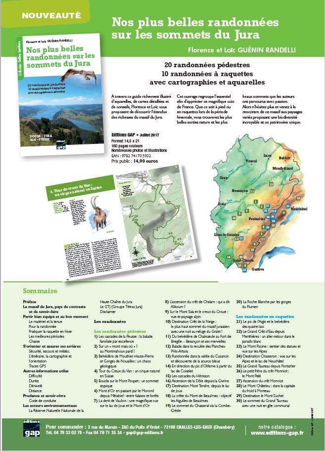 Flyer du guide randonnées partir-en-vtt.com en massif du Jura